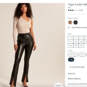 Abercrombie & Fitch Vegan Leather Split-Hem Pants